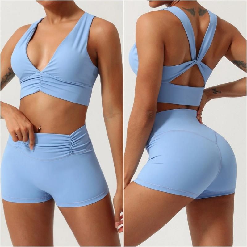 Blue bra shorts set