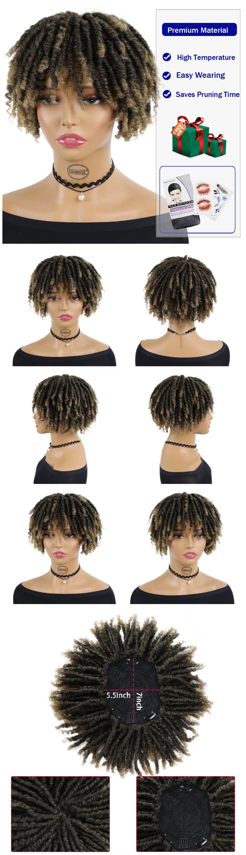 woman Hd Lace Wig Short Half For Women Synthetic Dreadlocks detail view 3