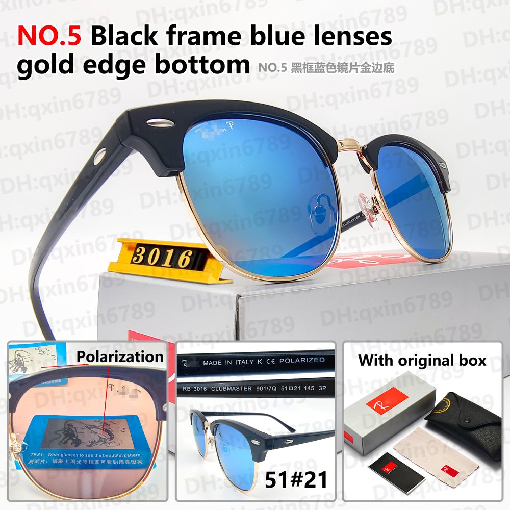 3016 Black frame blue lenses gold edge b