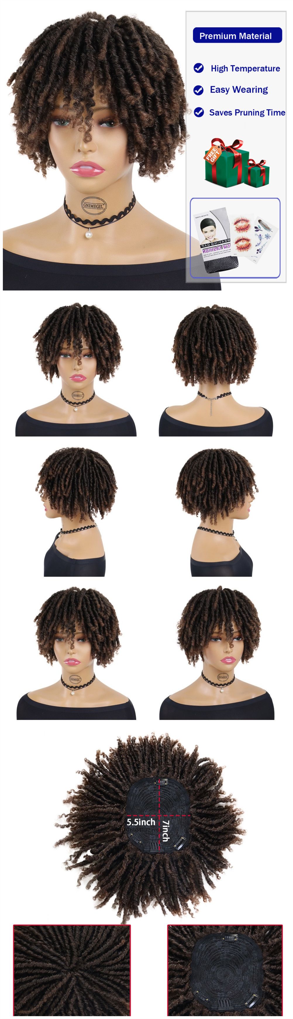 woman Hd Lace Wig Short Half For Women Synthetic Dreadlocks detail view 2