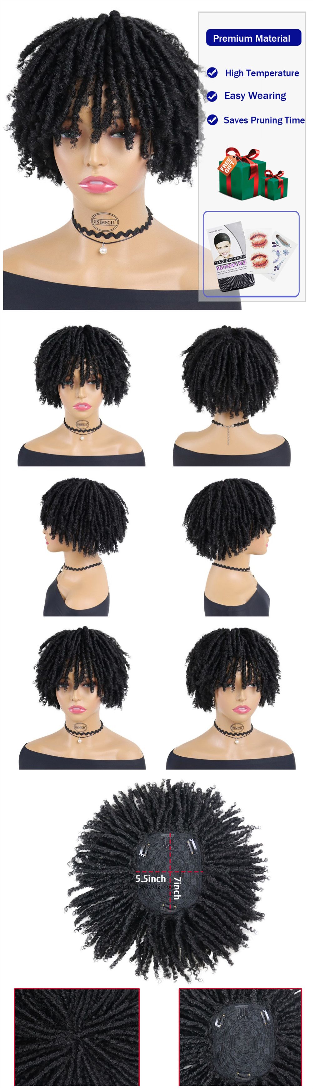 woman Hd Lace Wig Short Half For Women Synthetic Dreadlocks detail view 4