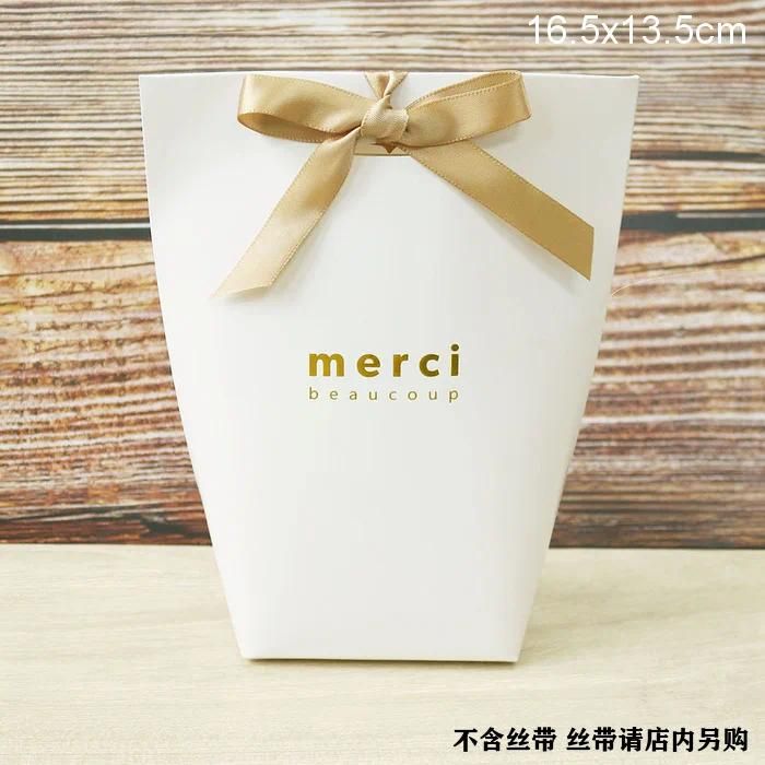 16.5x13.5cmペーパーバッグMerci White