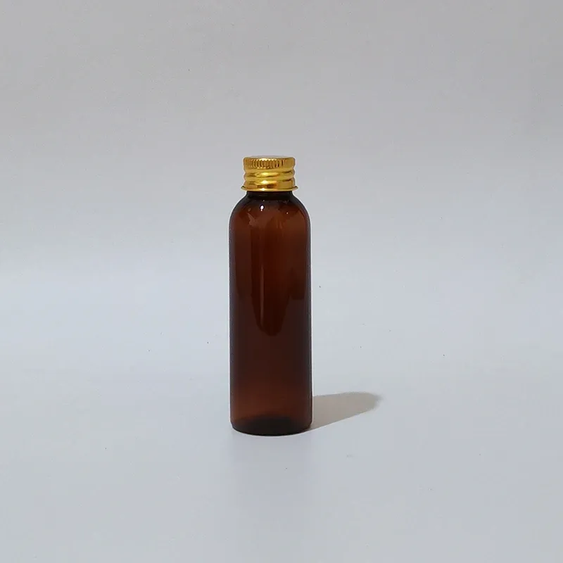 60 ml de ouro de garrafa marrom de plástico