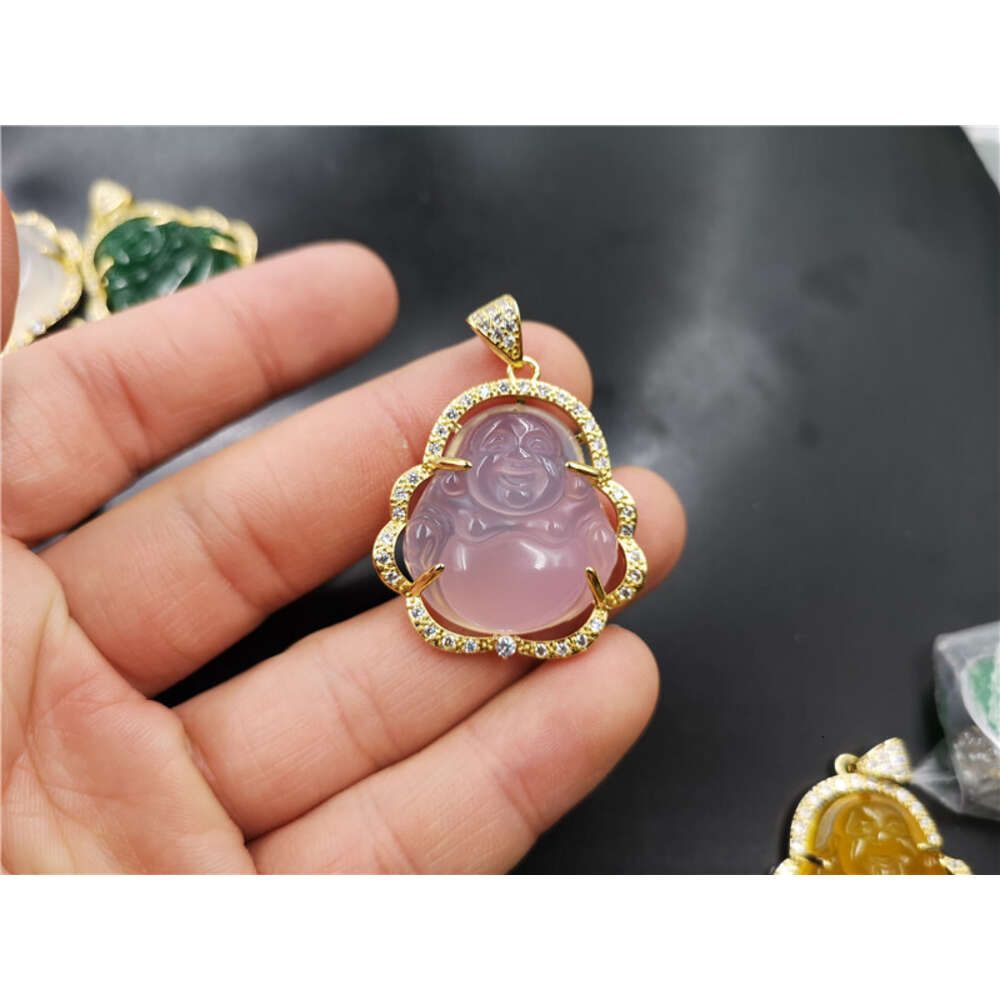 Pink-Buddha-Anhänger-Pendant-Länge: 3 cm