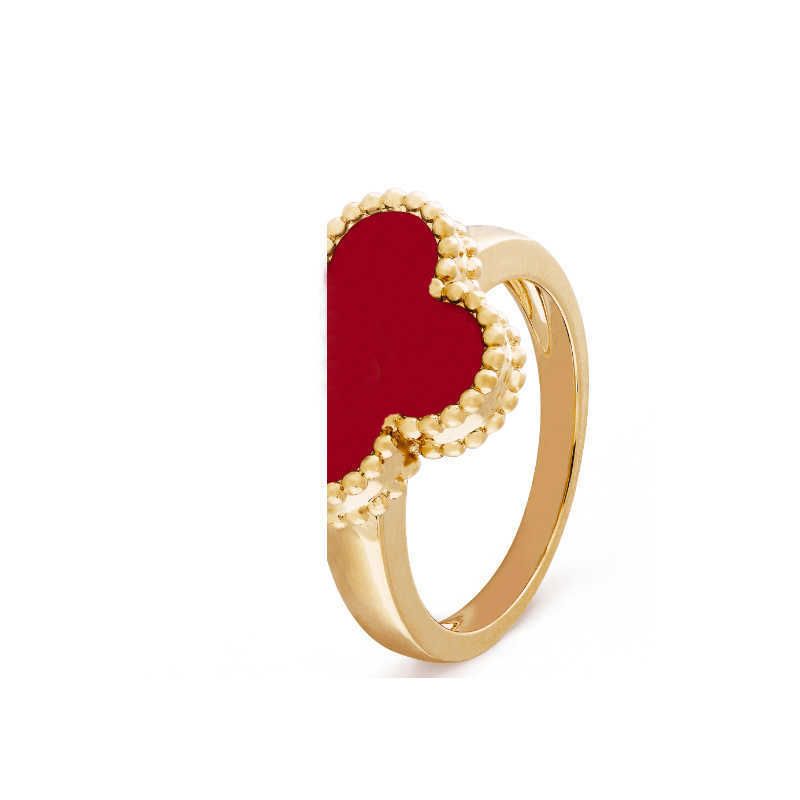 Gold Red Jade Chalcedony Ring