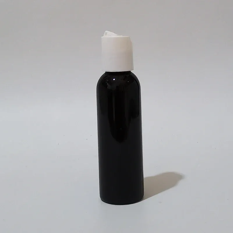 Bouteille noire en plastique de 60 ml blanc