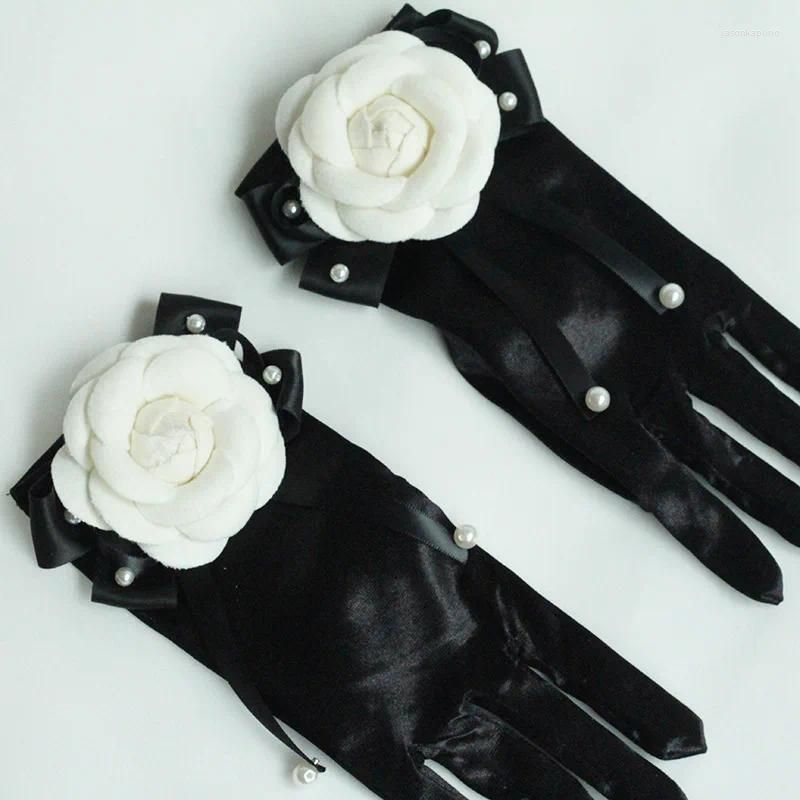 Black Flower Gloves