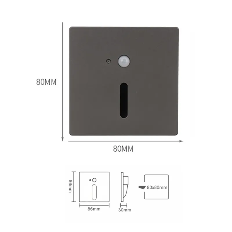 Sensore grigio 1,5 W White caldo (2700-3500K)