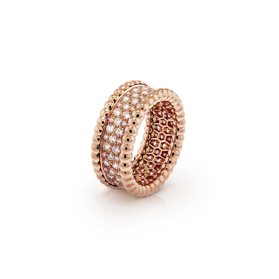 Rose Gold Three Rows Diamond