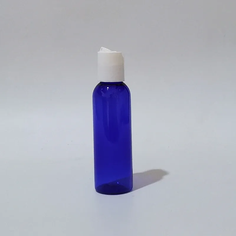 Bouteille bleue en plastique de 60 ml blanc