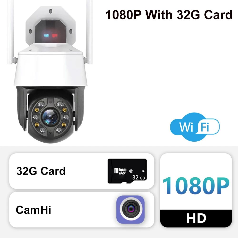 1080p med 32g kort-au-kontakt