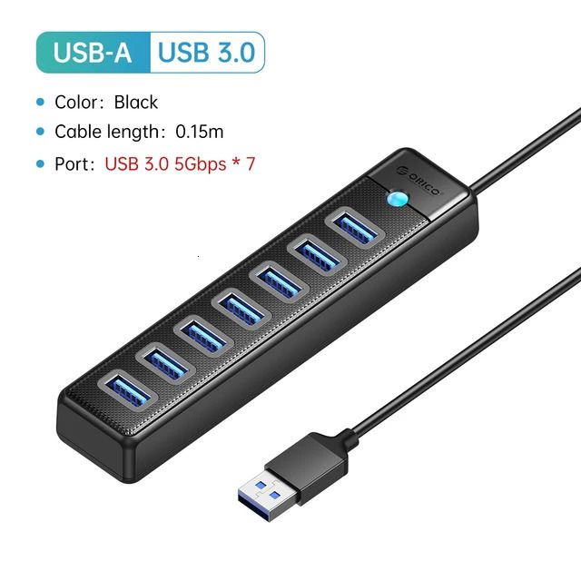 USB A 7 포트 15cm