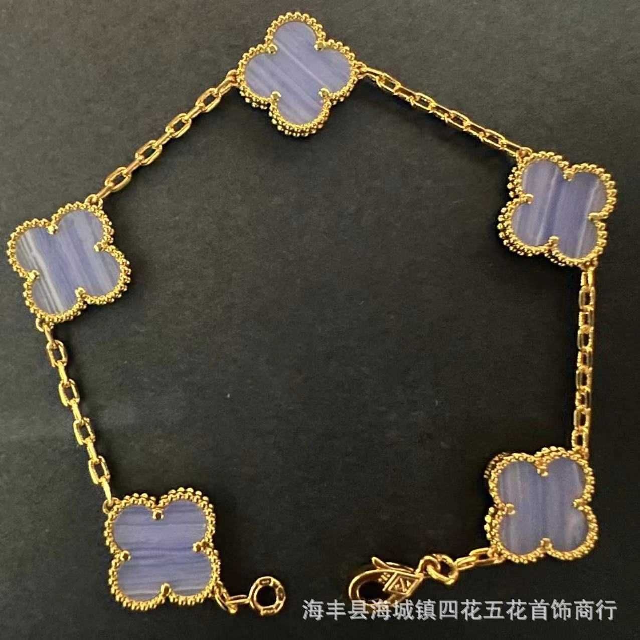 Złoty fioletowy chalcedony Five Flower Bra