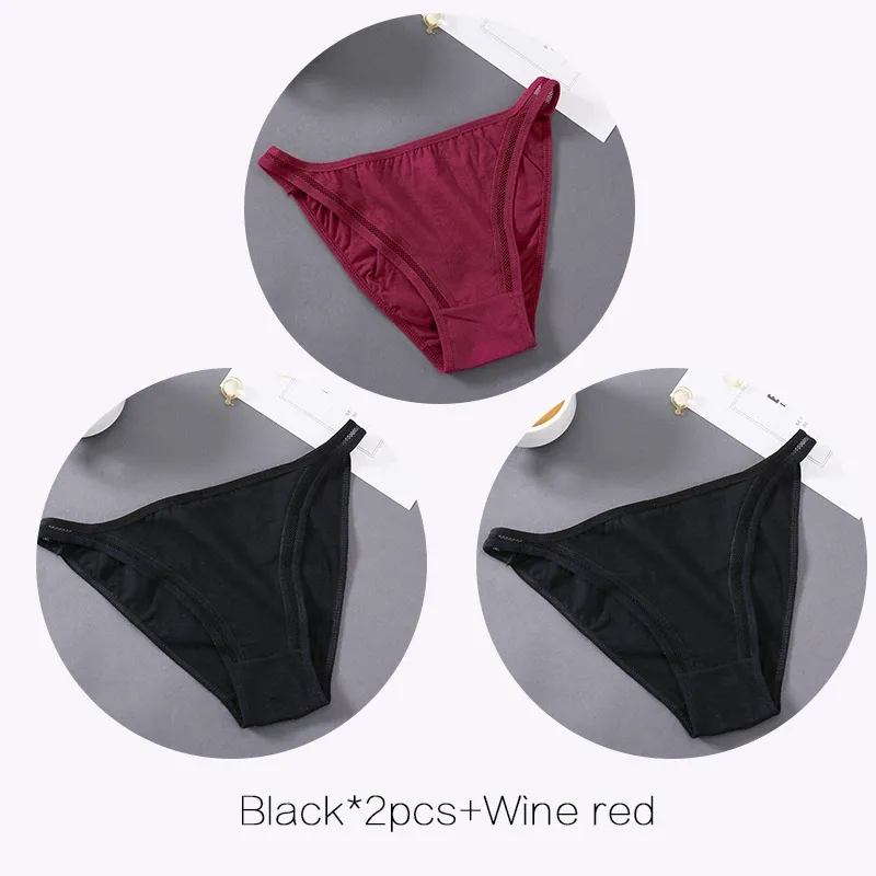 Black 2Pcs Wine red