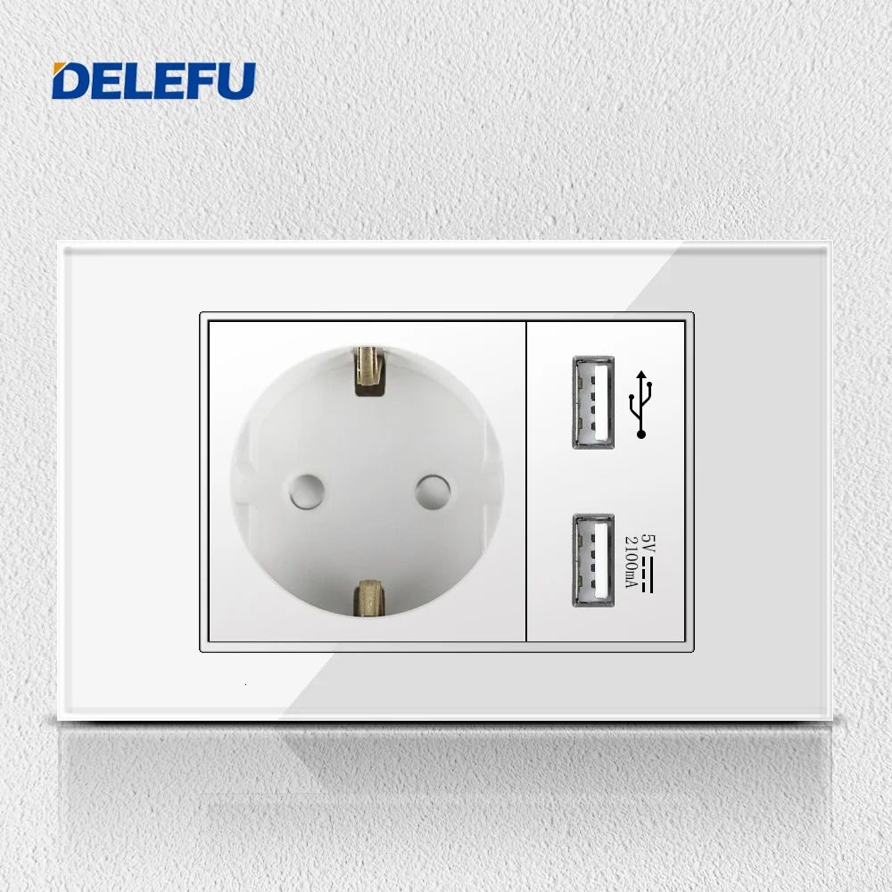 EU AA Socket-Glass White-110-250V