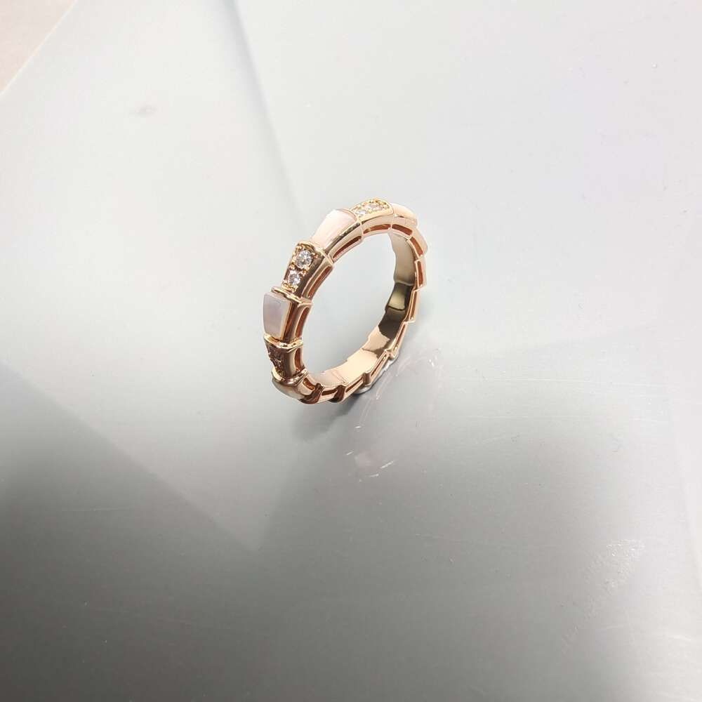 Rose Gold Narrow White Shell Half Diam