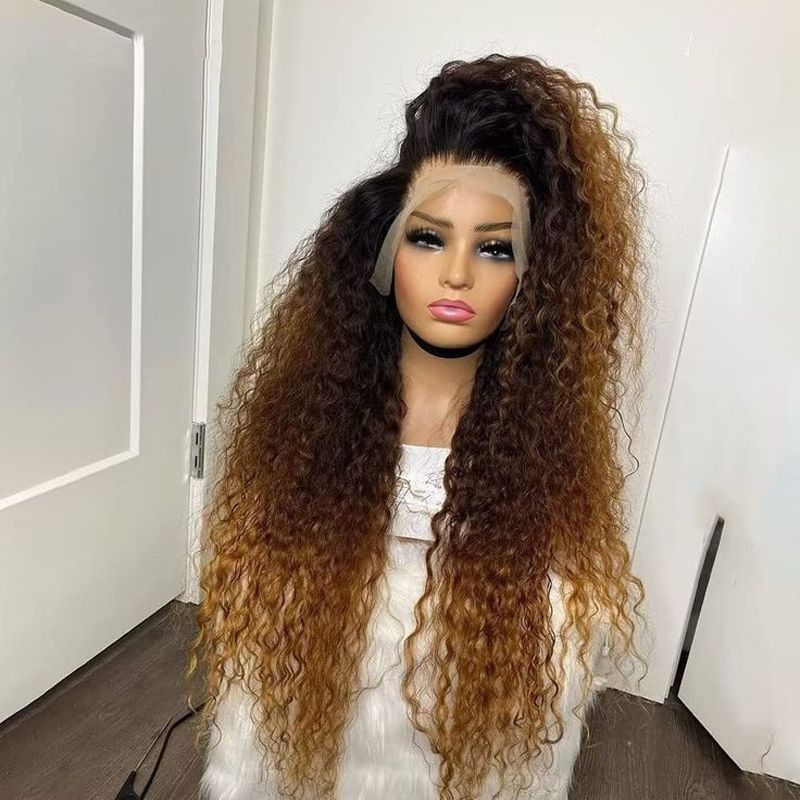 Hd Lace Wig Brazilian Hair Kinky woman Curly Ombre Brown
