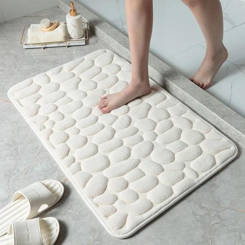 White bathroom mat