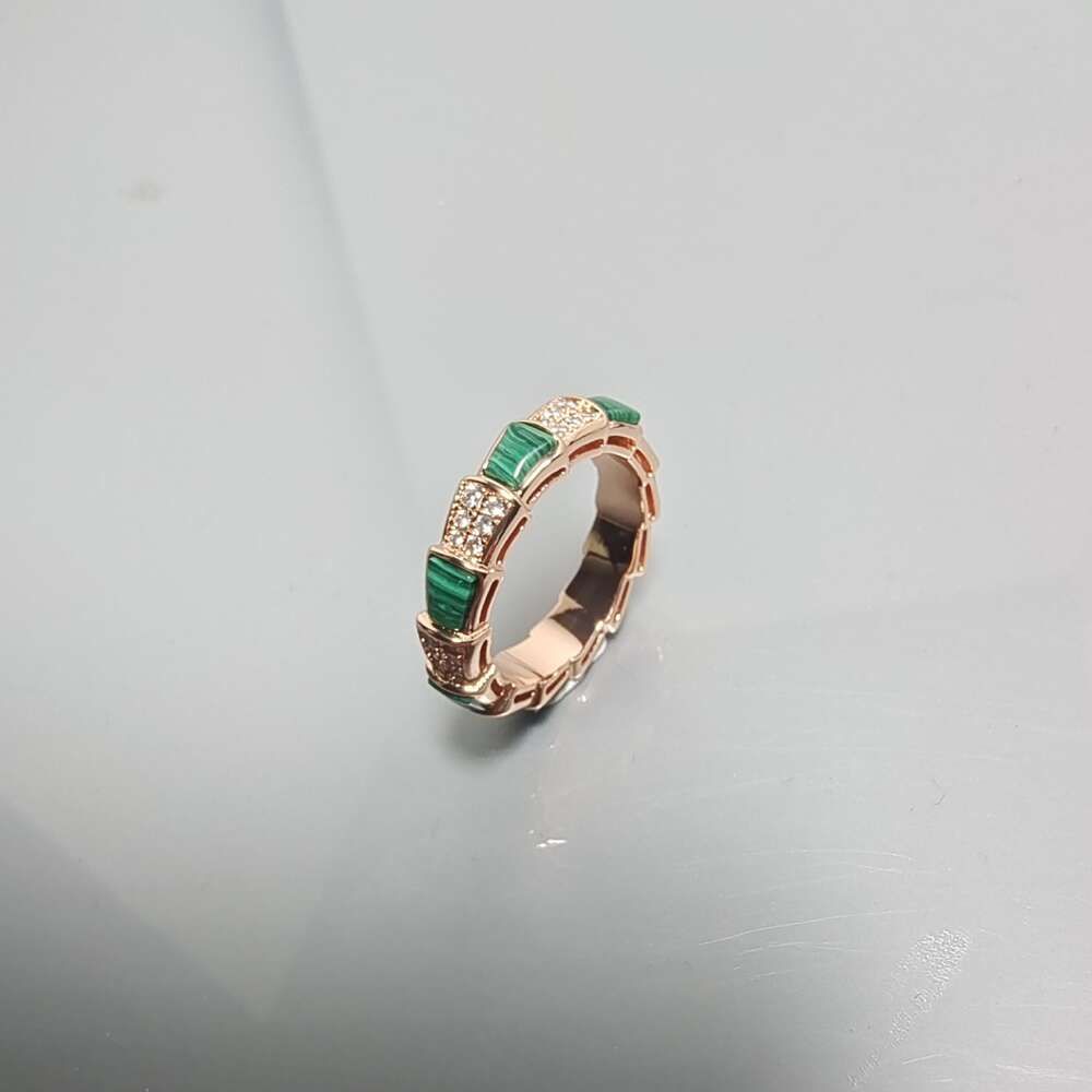 Rose Gold Wide Malachite Diamond