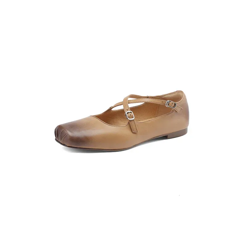 Nude Leather Flats