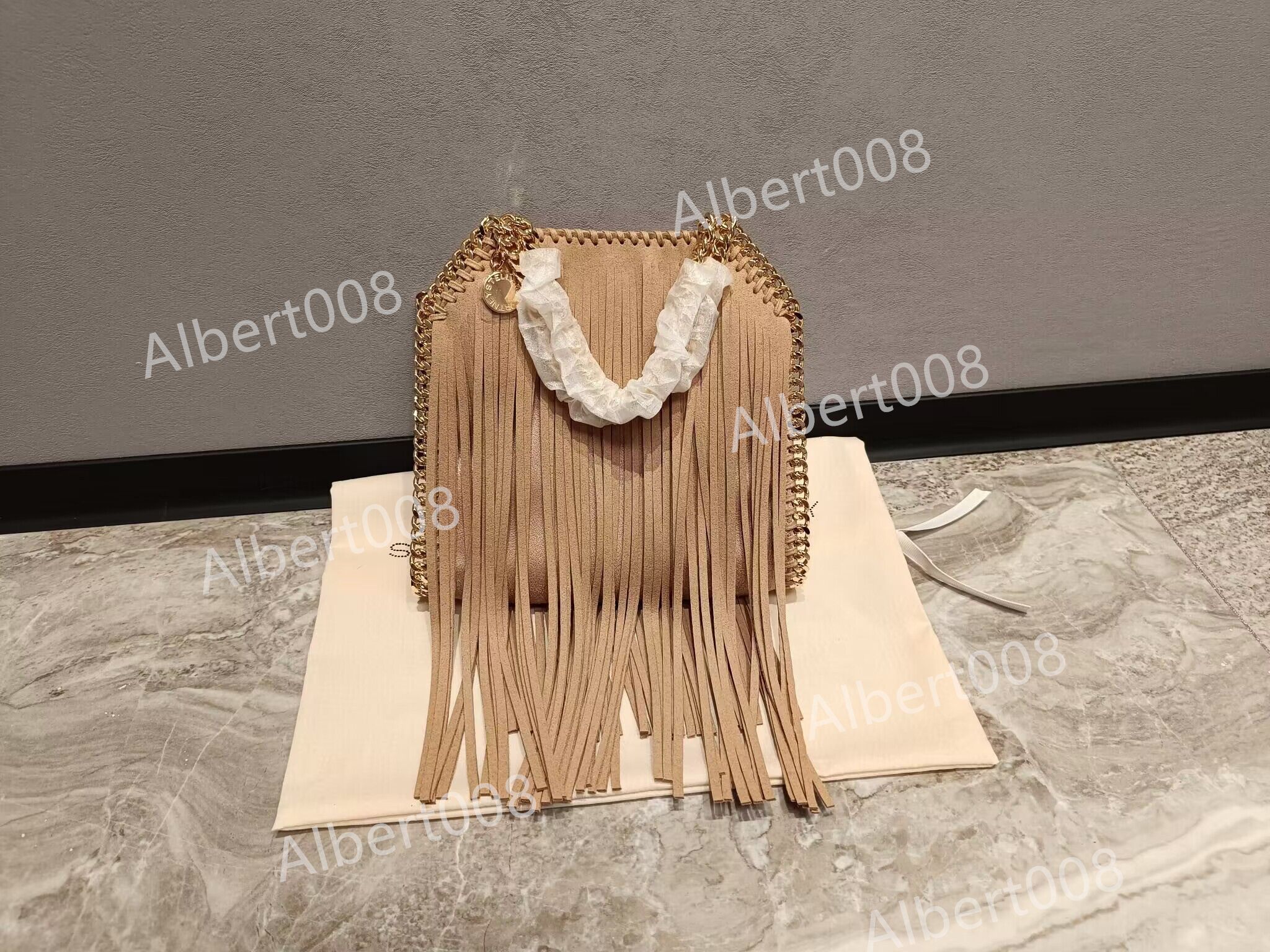 Rice apricot fringe-gold chain