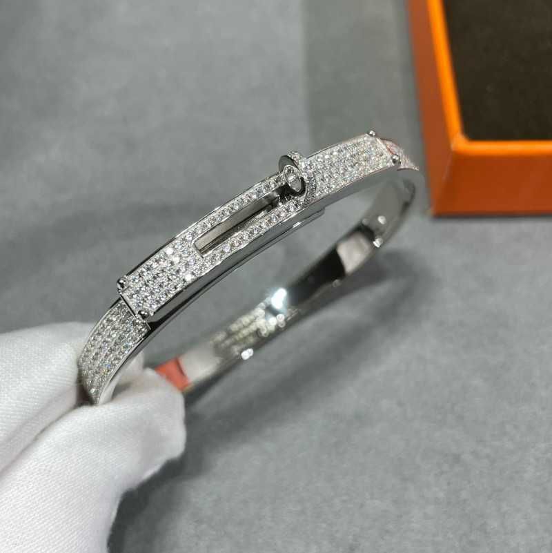 Silver Full Diamond Button Bracelet