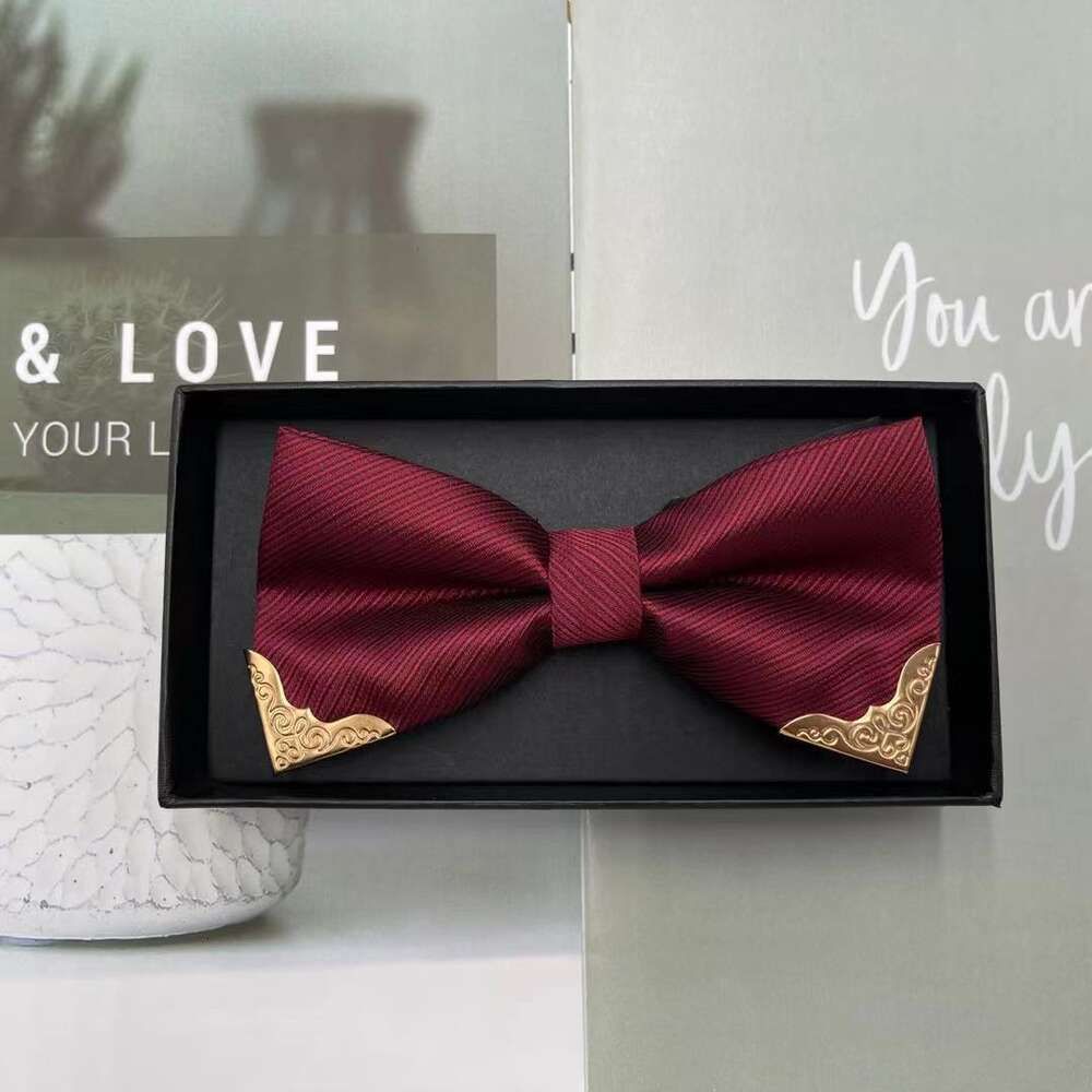 Wine red bow tie+gift box