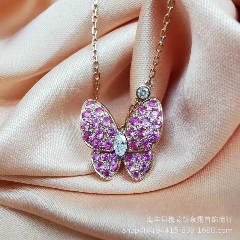 Diamant violet rose or-925 argent