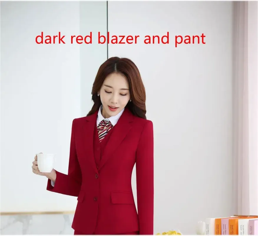 Dark red blazer pant