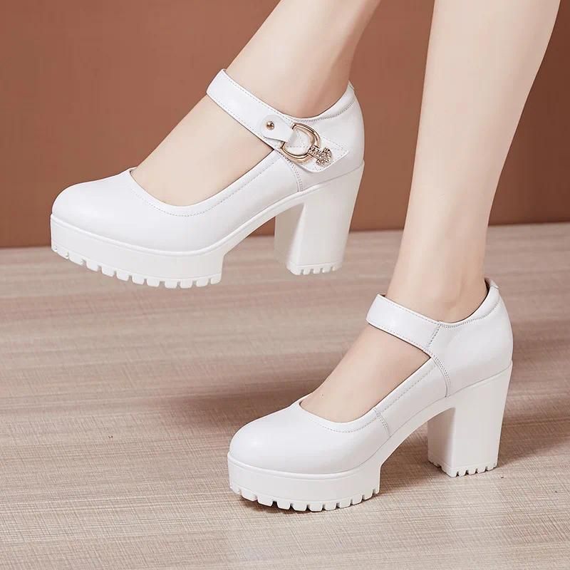 White 8cm heels