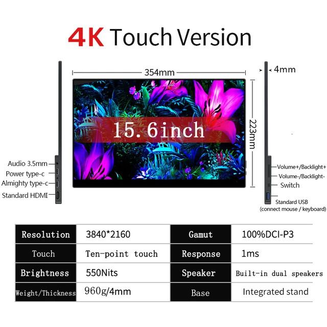 15.6 plugue de touch-us 4K OLED