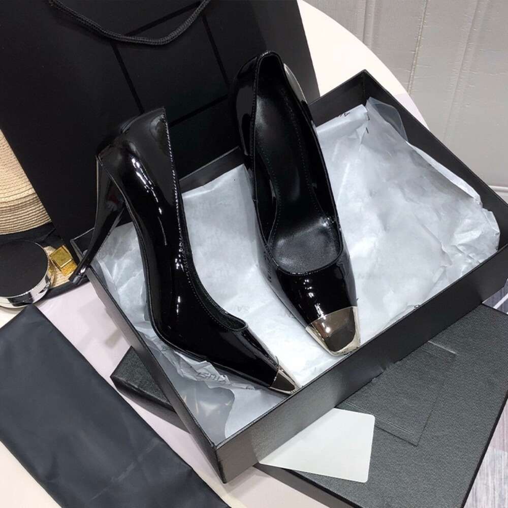 Black Patent Leather Single Shoes 6cm