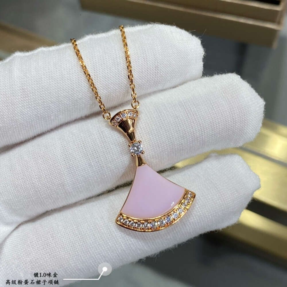 Pinkeckstone Halskette-925 Silber