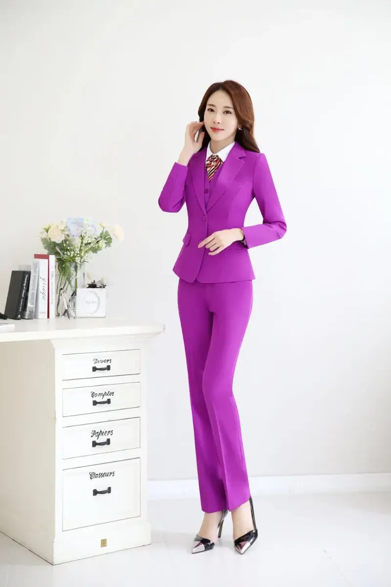 Purple blazer pant