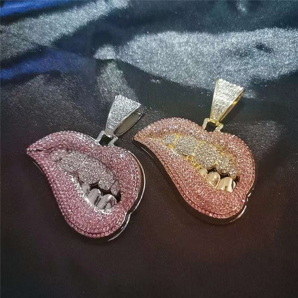 Pingente único de lábios rosa (ouro)