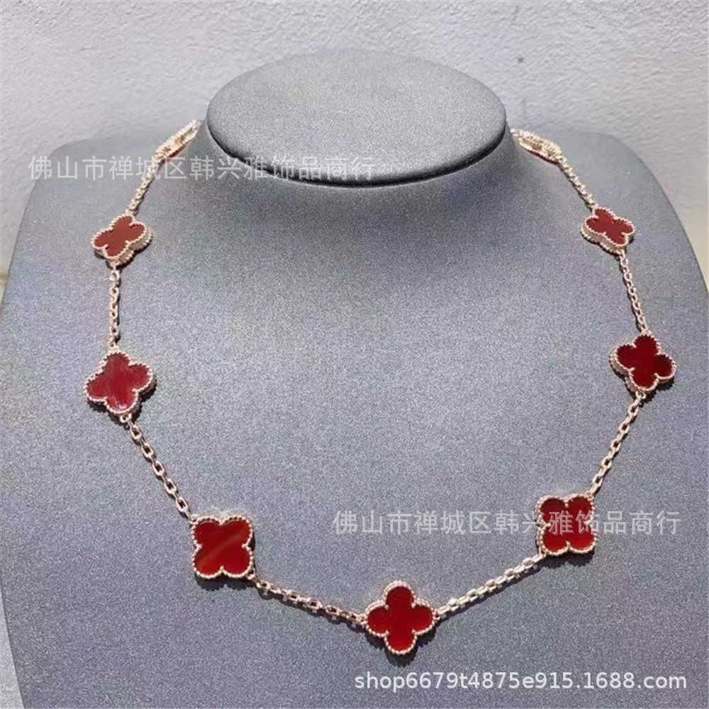 Red Chalcedony-Rose Gold Ten Flowers