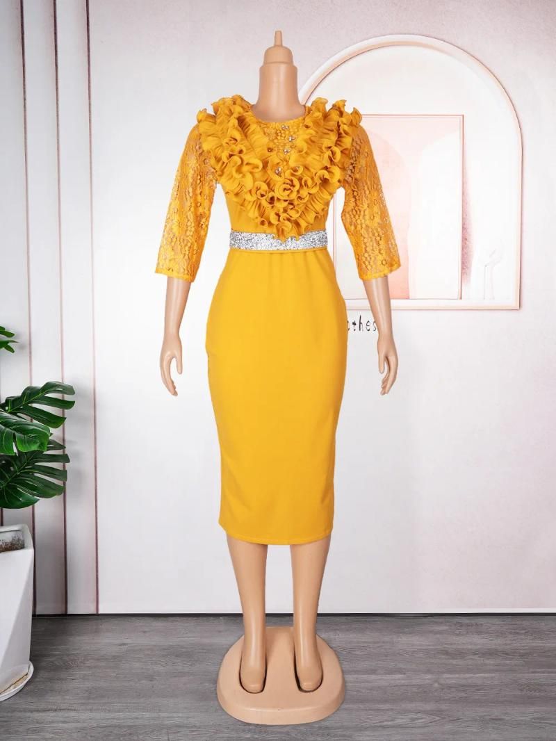 XXXL Yellow evening dress