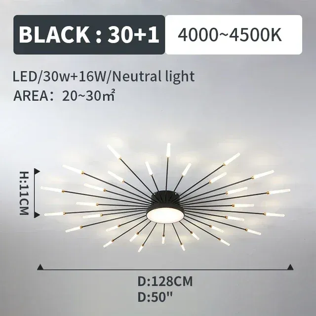 Neutralt ljus 4200k svart 30x1 ljus