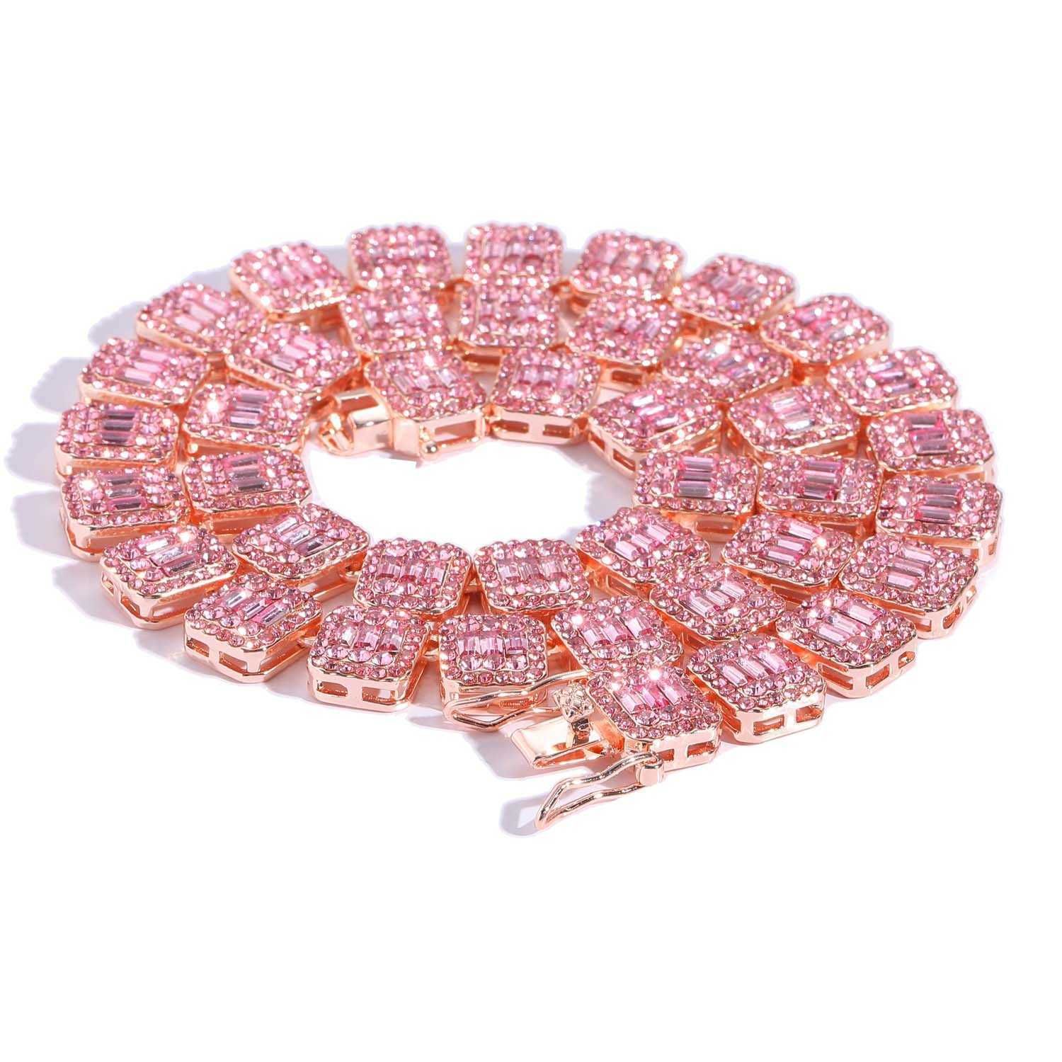 Roze diamanten roségouden ketting van 24 inch