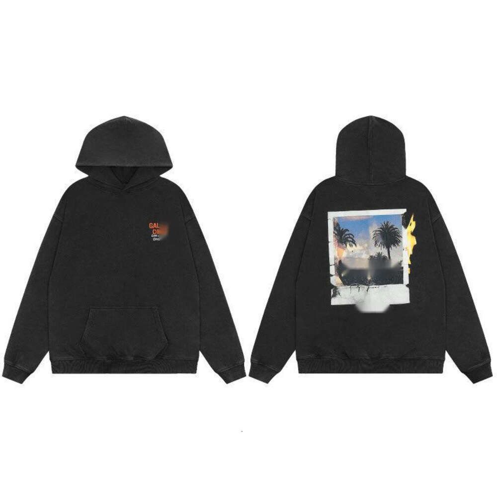 Wash Black Back Photo Printed Hoodie