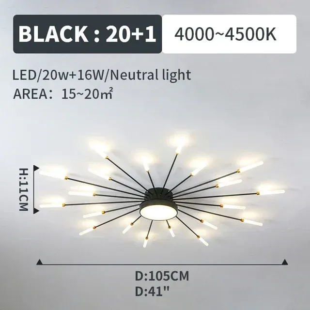 Neutralt ljus 4200k svart 20x1light