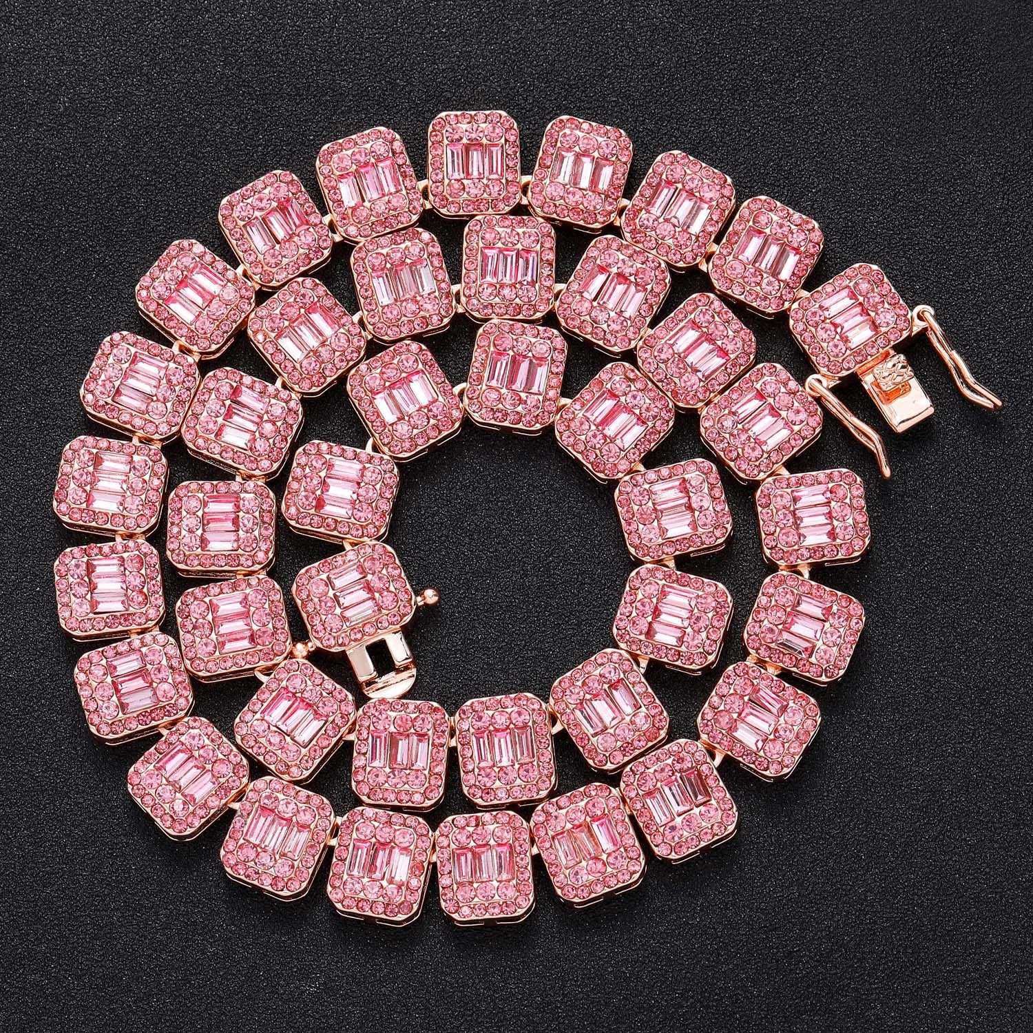 Roze diamant roségoud - 16 inch ketting