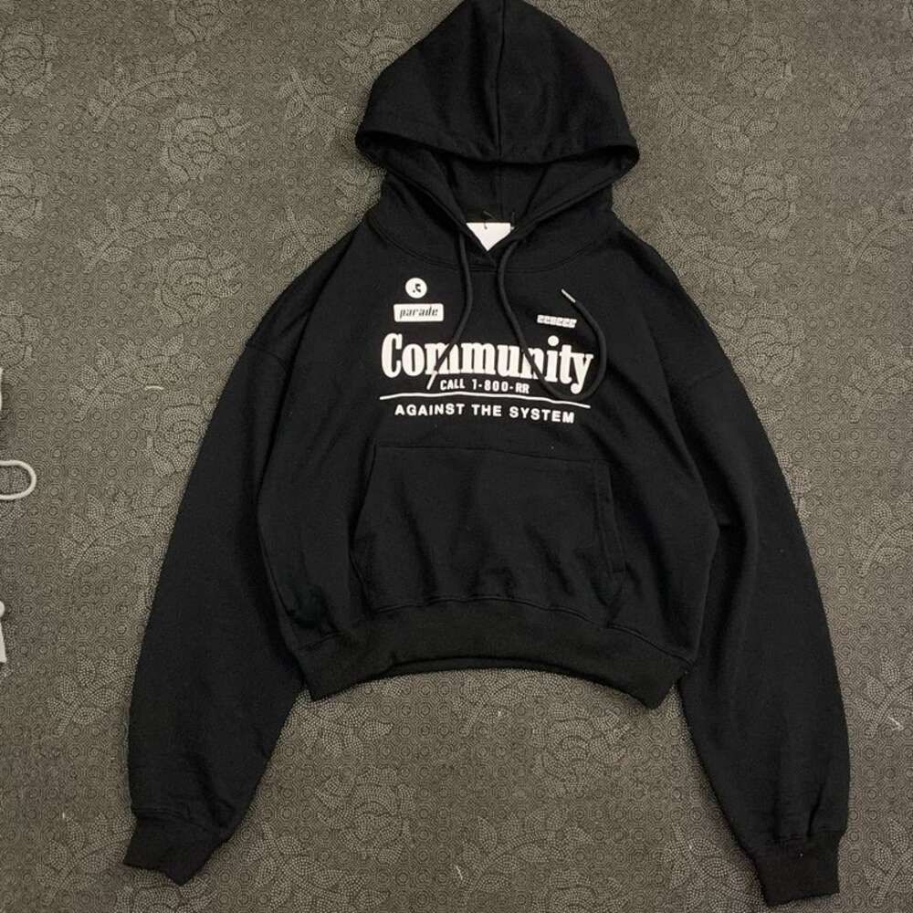 Four Color Hooded Print Black