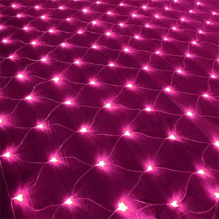 Pink-220V UE AU UK Plug-1.5x1.5m 96leds