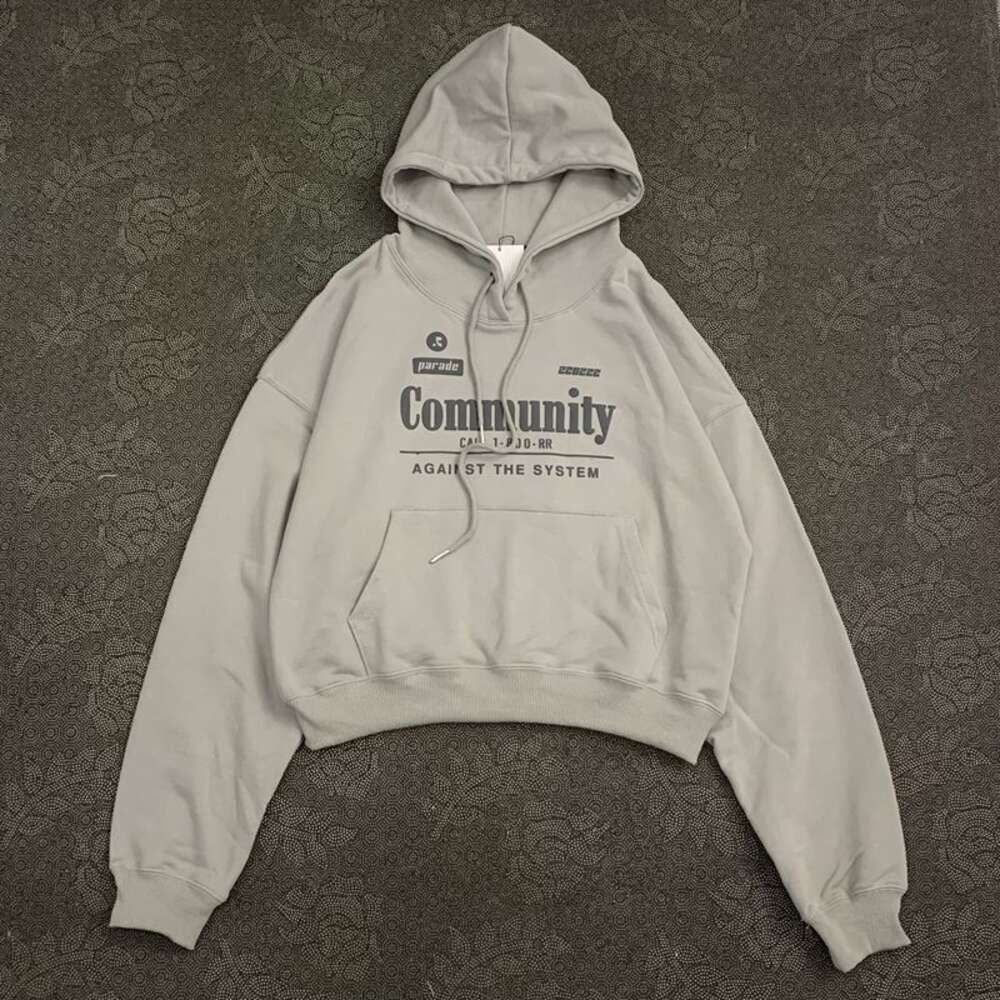 Four Color Hooded Print Gray