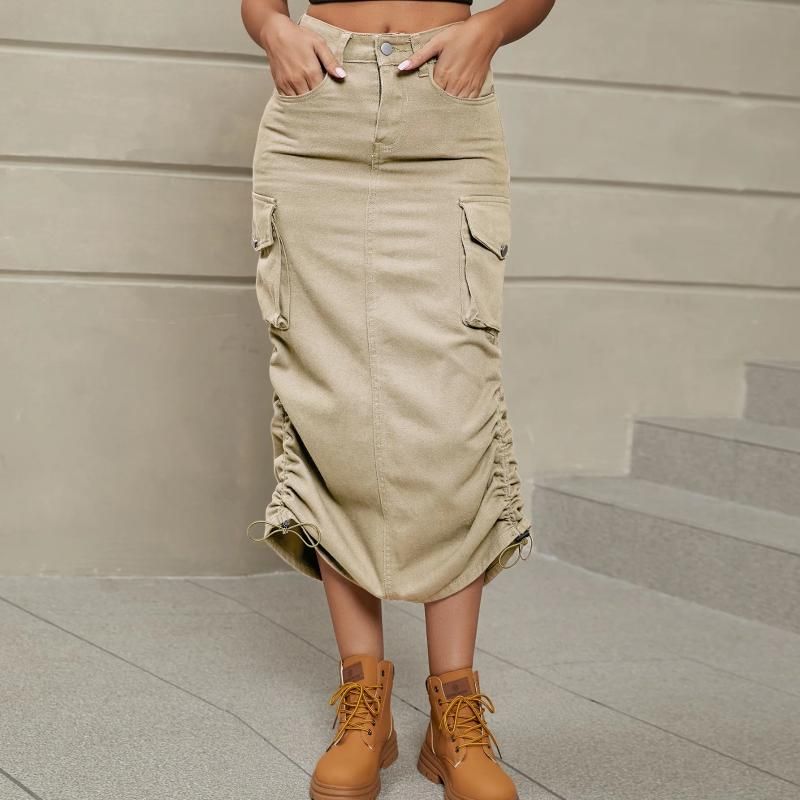 Khaki Jean Skirt