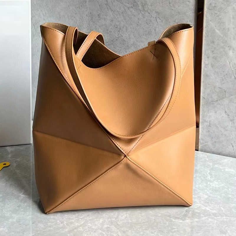 Folding Bag 25.5cm Brown Factory Leather