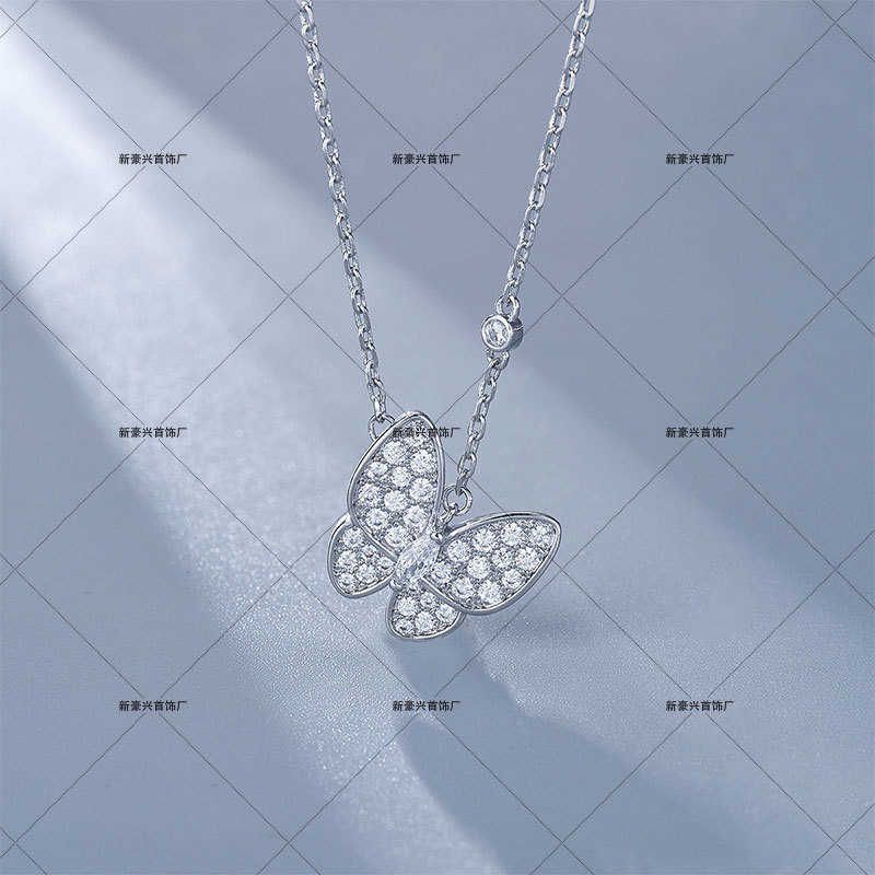 White Gold Diamond Necklace-v Gold