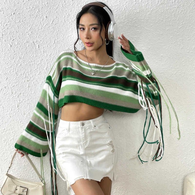 Green Striped Sweater