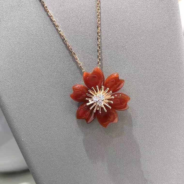 Collier Pétale Rouge-Argent 925